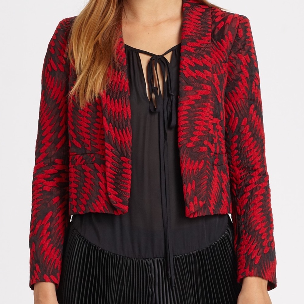 Alice and Olivia Joella red graphic print blazer